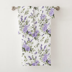 Pretty Lavender Flowers  Bath Towel Set