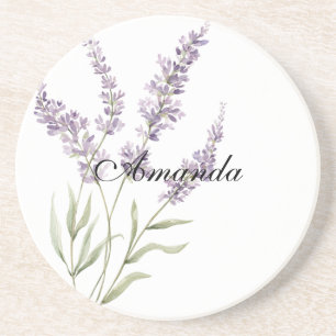 Pretty Lavender Flowers Birthday Coaster
