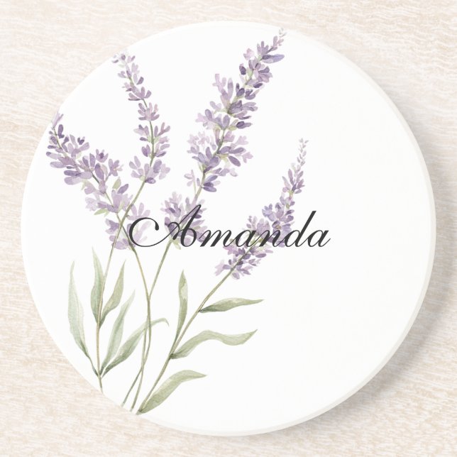 Pretty Lavender Flowers Birthday Coaster (Front)