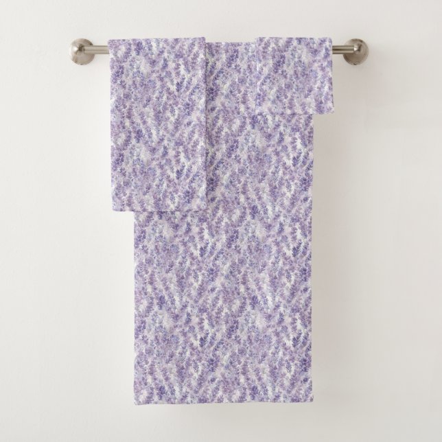 Pretty Lavender Flowers Bridal Shower Bath Towel Set (Insitu)