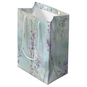 Pretty Lavender Flowers Bridal Shower Medium Gift Bag