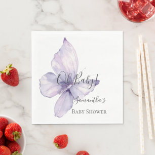 Pretty Lavender Flowers Butterfly Baby Shower  Napkin