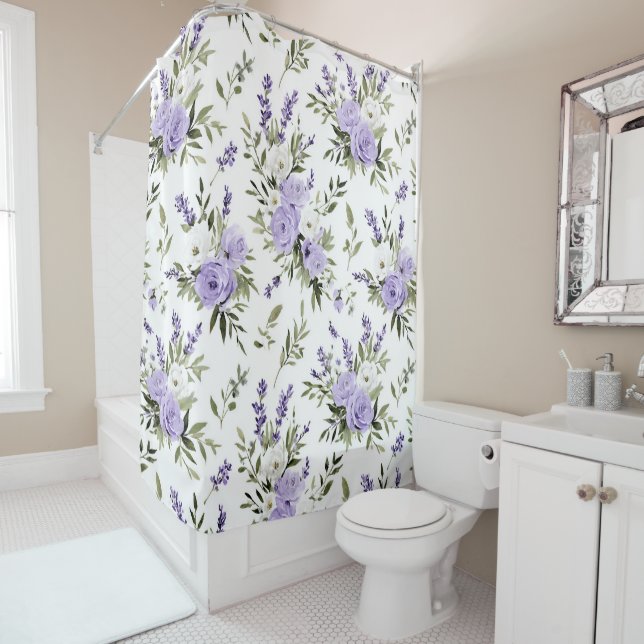 Pretty Lavender Flowers  Shower Curtain (In Situ)