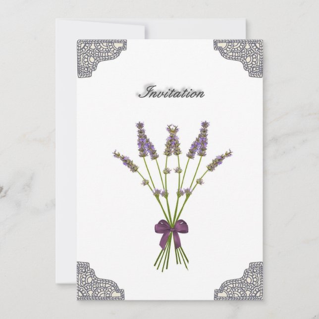 Pretty Lavender Lace Birthday Invitations (Front)