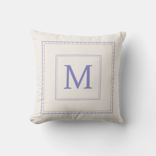 Pretty Lavender Monogram Throw Pillow (Front)