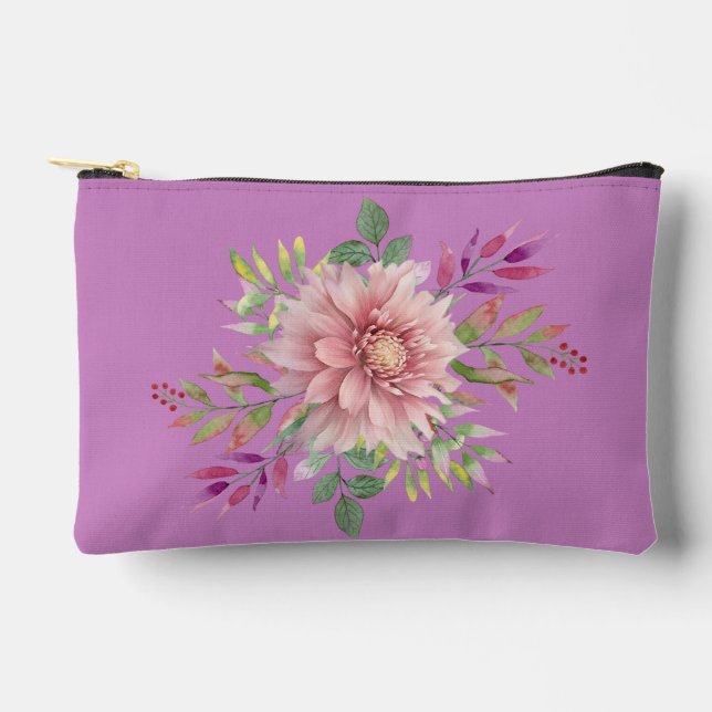 Pretty Lavender & Pink Floral Cosmetic Bag (Front)