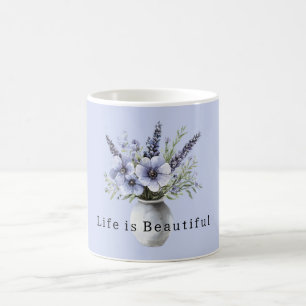 Pretty Lavender Purple Flowers in Vase Coffee Mug