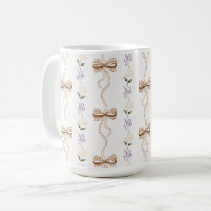 Pretty Lavender White Flowers Bows Coffee Mug