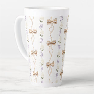 Pretty Lavender White Flowers Bows Latte Mug