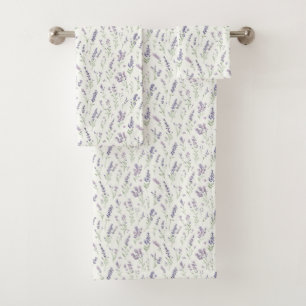 Pretty Lavender White Flowers Bridal Shower Bath Towel Set