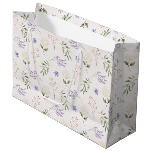 Pretty Lavender White Flowers Bridal Shower Large Gift Bag