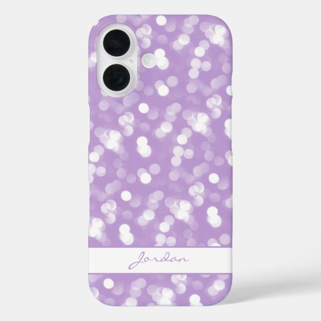 Pretty Lavender & White Sparkle Lights w/ Name Case-Mate iPhone Case (Back)