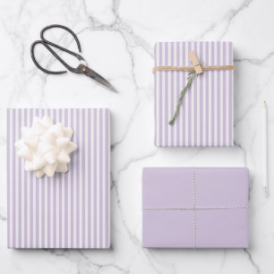 Pretty Lavender White Stripes Bridal Shower Wrapping Paper Sheet