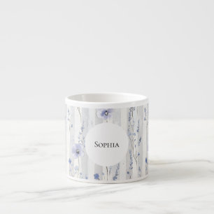 Pretty Lavender White Stripes Floral Bridal Shower Espresso Cup