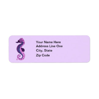 Pretty Lavender Zen Tangle Seahorse Ocean Art Return Address Label