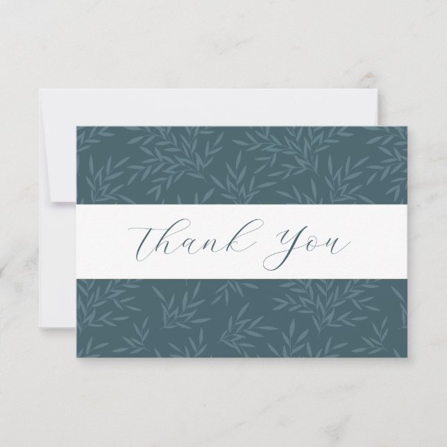 Pretty Leaf Pattern Flat Thank You Card (Front)