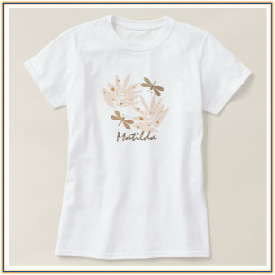 Pretty Leaves and Dragonfly  T-Shirt