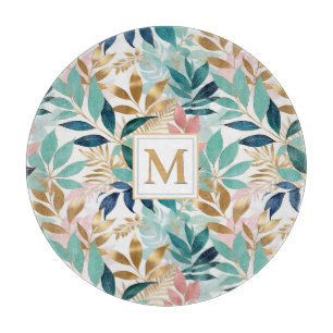 Pretty Leaves Patterned Summer Pastel Elegant Chic Cutting Board
