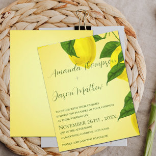 Pretty Lemon Bright Yellow Citrus Wedding Invitation