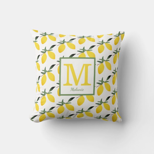 Pretty Lemon Monogram Cushion (Front)