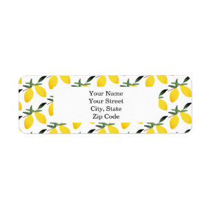 Pretty Lemon Pattern Personalised Return Address Label