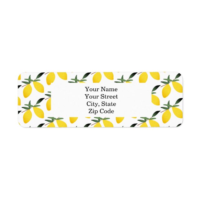 Pretty Lemon Pattern Personalised  Return Address Label (Front)