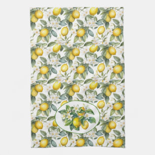 Pretty Lemon Tree Watercolor  Tea Towel