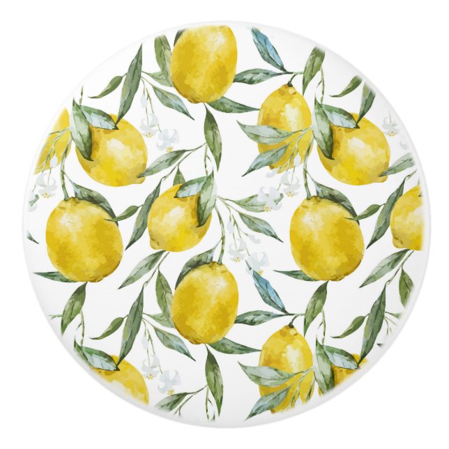 Pretty Lemons Tree Summer Ceramic Knob (Front)