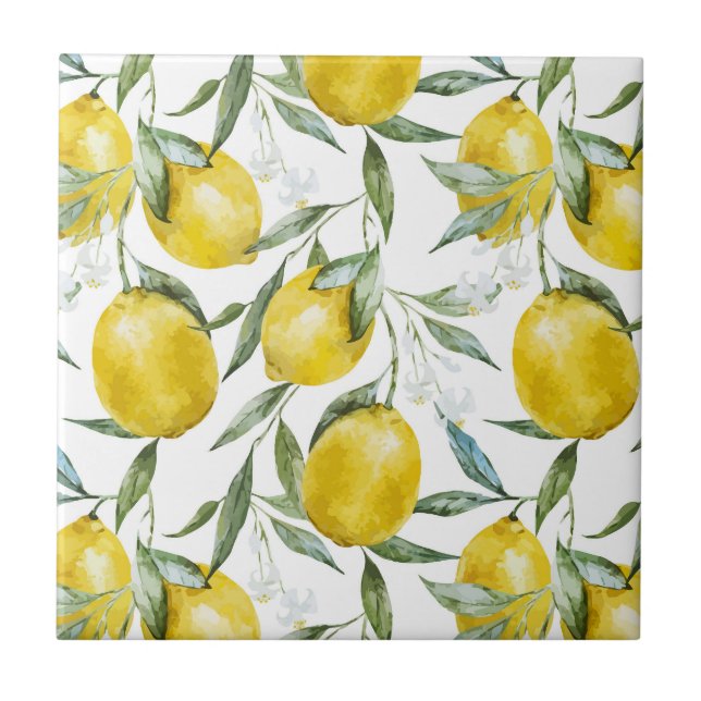 Pretty Lemons Tree Summer Ceramic Tile (Front)