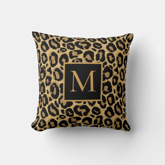 Pretty Leopard Monogram Name  Cushion (Front)