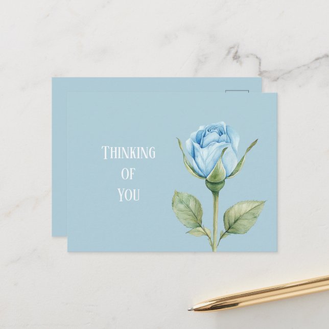 Pretty Light Blue Rose Flower Postcard (Front/Back In Situ)