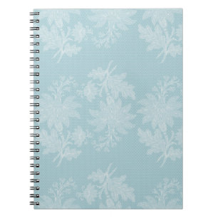 Pretty Light Blue White Floral Faux Lace Notebook