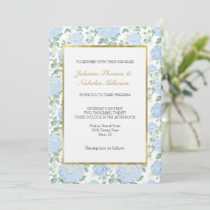 Pretty Light Blue White Flowers Wedding Invitation