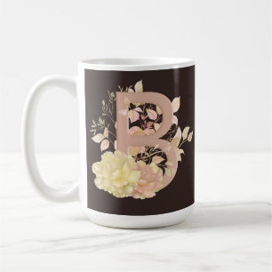 Pretty Light Colour beige Pinkish Roses Letter B Coffee Mug
