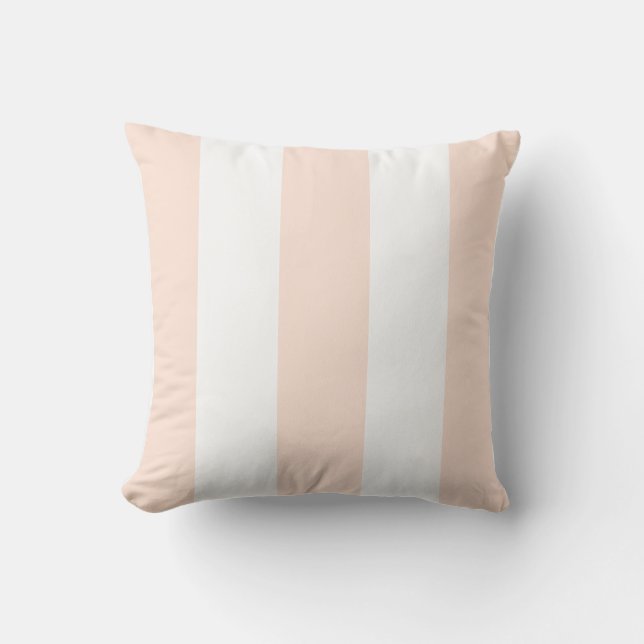 Pretty light orange peach white vertical strips cushion (Front)