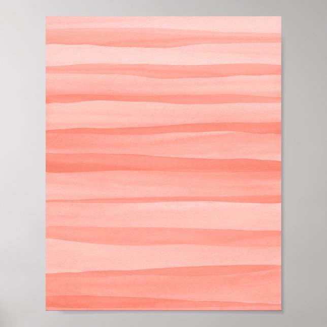 Pretty Light Peach Abstract Watercolor Lines Art Poster (Front)