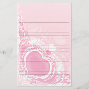 pretty light pink heart swirl wedding lined paper