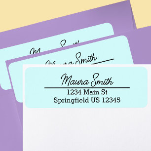 Pretty light teal minimalist return address label