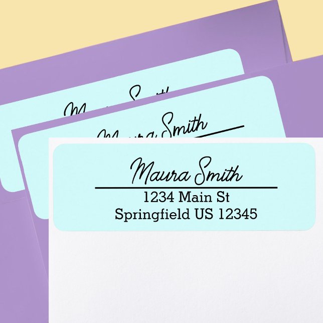Pretty light teal minimalist return address label (Creator Uploaded)