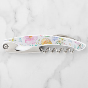 Pretty Light Watercolor Flowers and Buds Pattern Corkscrew
