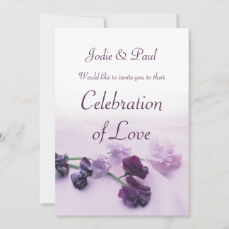 Pretty Lilac And Purple Flowers Wedding Invitation