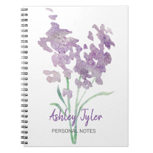 Pretty Lilac floral girly cute personalised Notebook