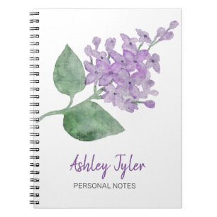 Pretty Lilac floral girly cute personalised Notebook