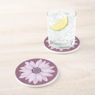 Pretty Lilac Flower Head on Purple Coaster