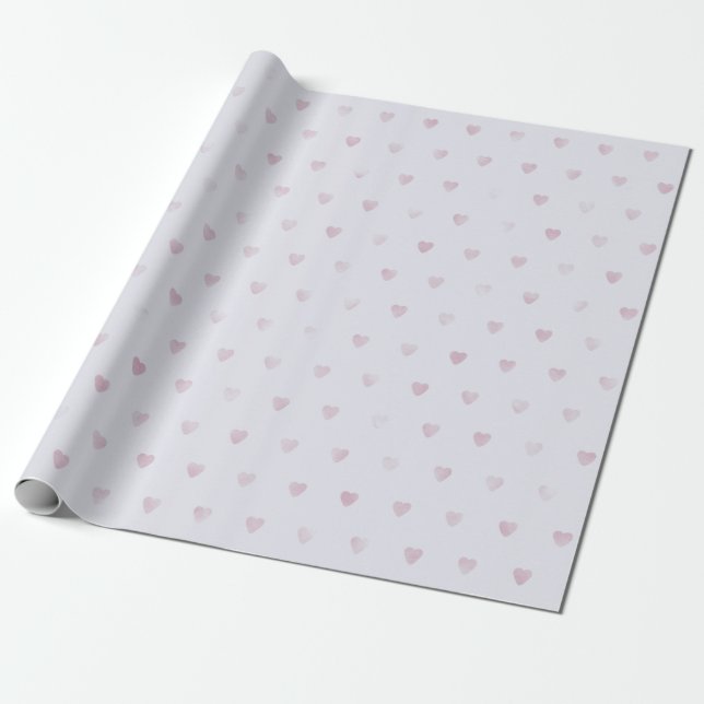 Pretty Lilac Hearts Wrapping Paper (Unrolled)