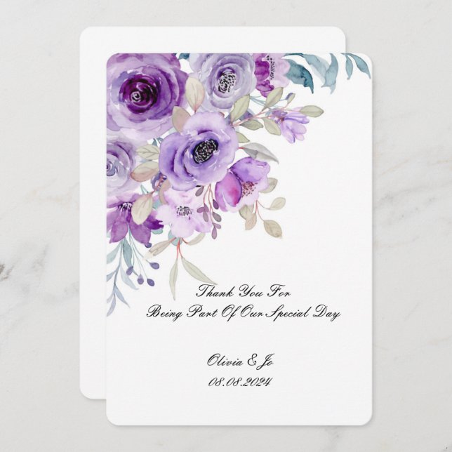 pretty lilac purple thank you card (Front/Back)
