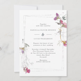 Pretty Lilac Summer Sweet Pea Wedding Invitation