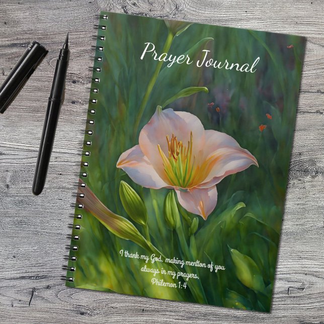 Pretty Lily Flower Art Prayer Journal (Lily art Prayer Journal Spiral Notebook with Bible Verse)