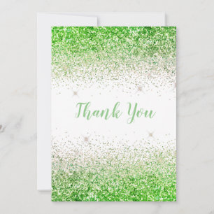 Pretty Lime Glitter Simple Modern Thank You Card