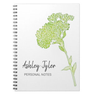 Pretty Lime Green floral girly cute personalised Notebook